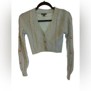 Wild Fable Light seafoam Cable Knit Cardigan with Pink Accents
